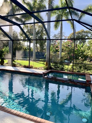 Outdoor pool, a heated pool - Relax and Play: Private Pool, Hot Tub, Pickleball, Tennis, Basketball. (Sarasota)