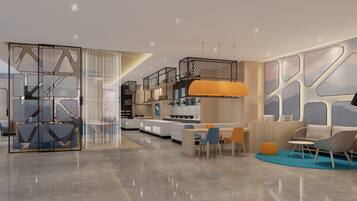 Un interior moderno con cocina, comedor y zona de estar.