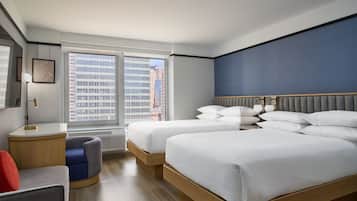 Premium Room, 2 Double Beds, Non Smoking | In-room safe, desk, laptop workspace, iron/ironing board