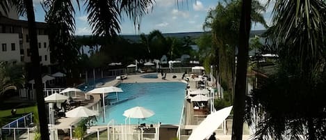 Outdoor pool, sun loungers