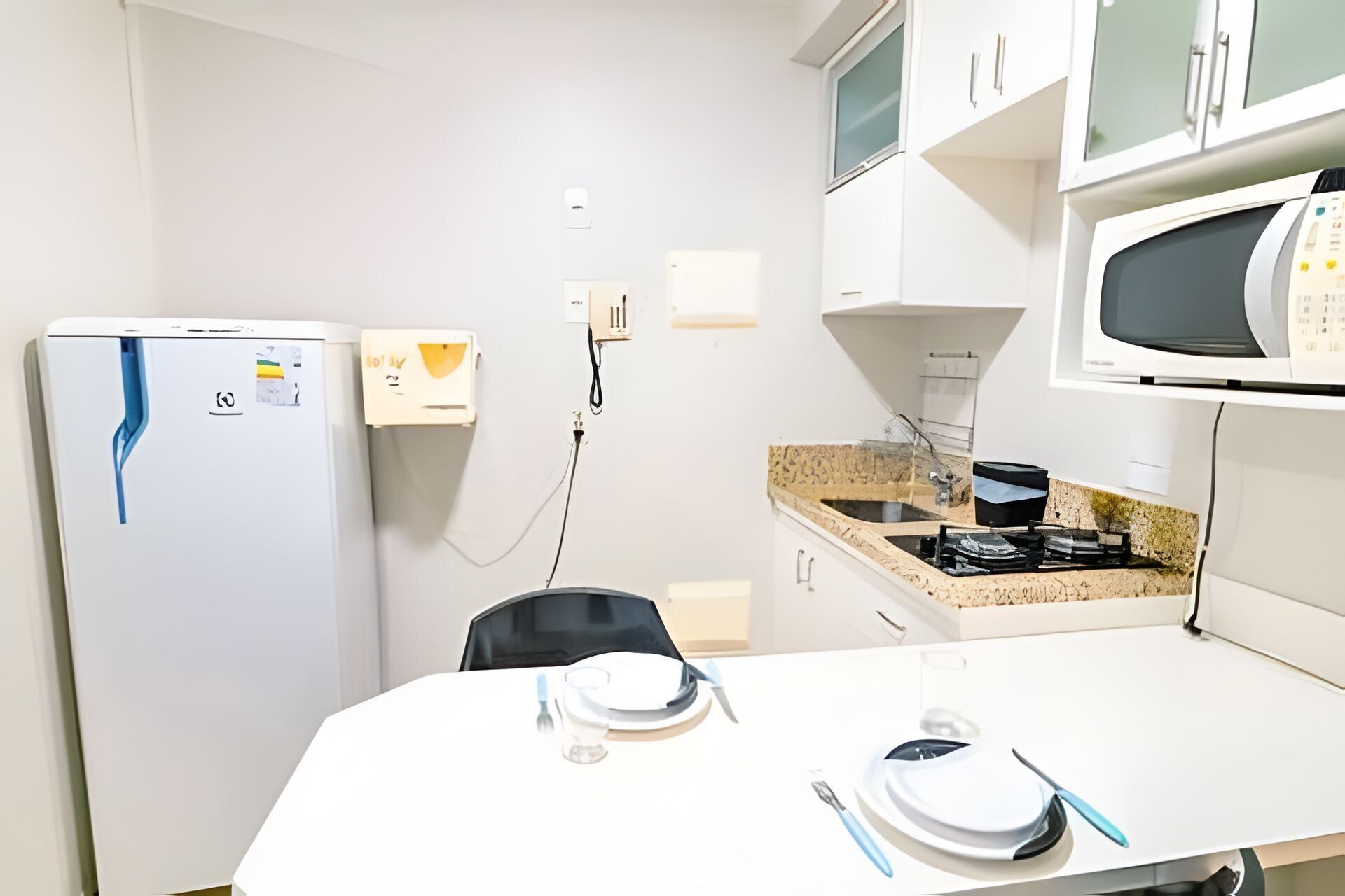 Apartment | Private kitchen | Fridge, microwave, electric kettle, cookware/dishes/utensils