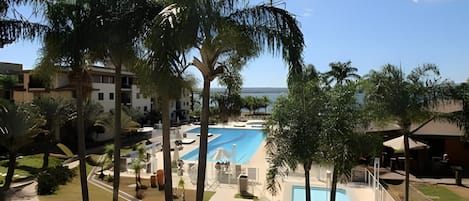 Outdoor pool, pool loungers