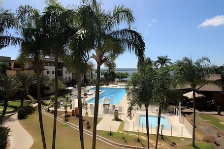 Outdoor pool, sun loungers