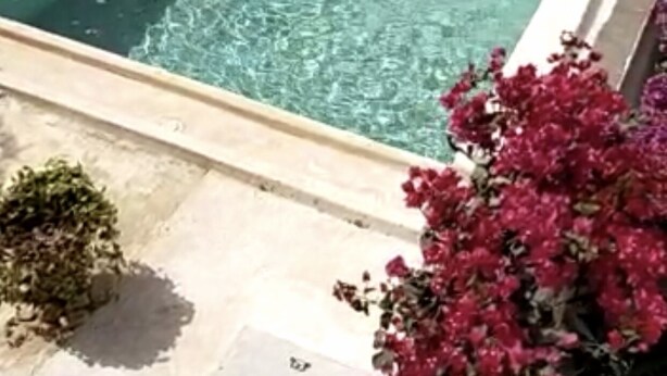 A rectangular pool with clear water, surrounded by a light-colored deck and a small bush. - un séjour inoubliable. Surpresseur, chauffe eau, Clim , piscine, plage … jardin. (Ngaparou)