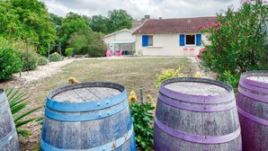 A rustic house with a garden, surrounded by wooden barrels. - Lovely apartment in villa for 5 people with WIFI and TV (Jau-dignac-et-loirac)