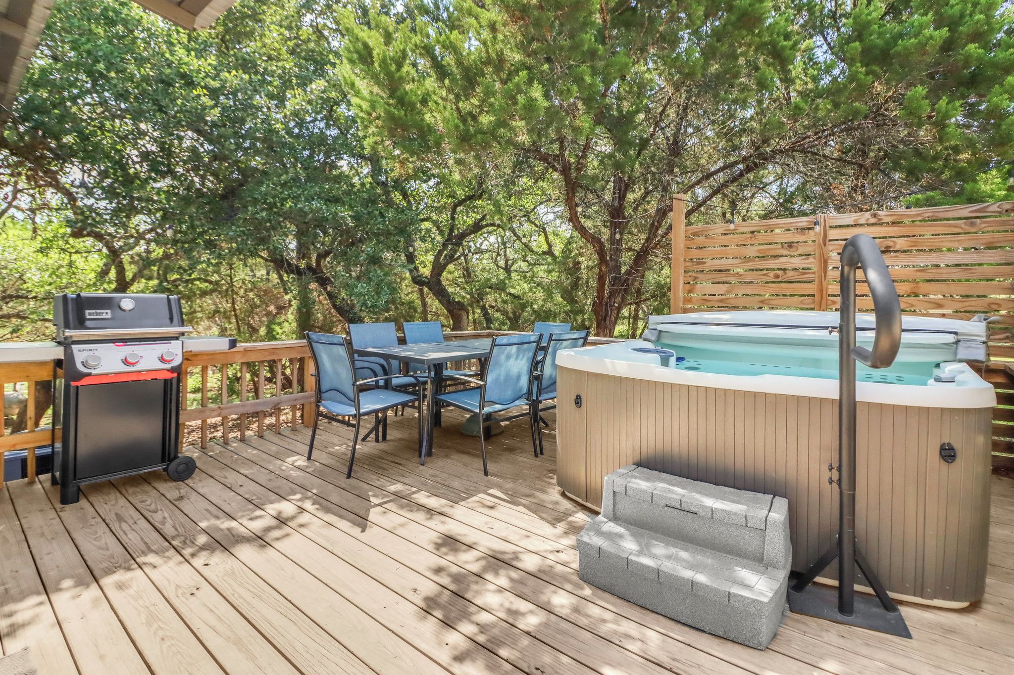 Indulge in the blissful seclusion of the private hot tub