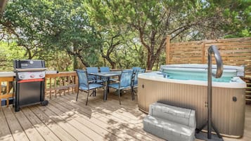 Indulge in the blissful seclusion of the private hot tub
