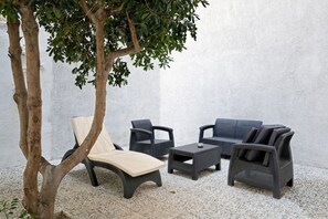 City Apartment, 2 Bedrooms, Patio, Ground Floor | Terrace/patio - Poseidon Residence (Athens)