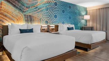 Individually decorated, individually furnished, desk, laptop workspace