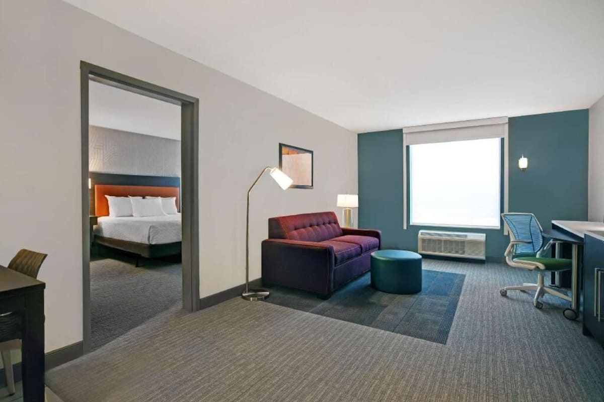 In-room safe, desk, laptop workspace, blackout curtains