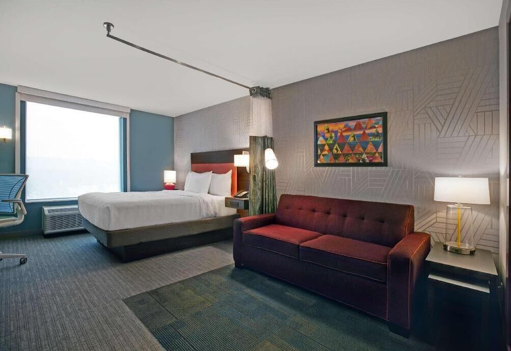 In-room safe, desk, laptop workspace, blackout curtains