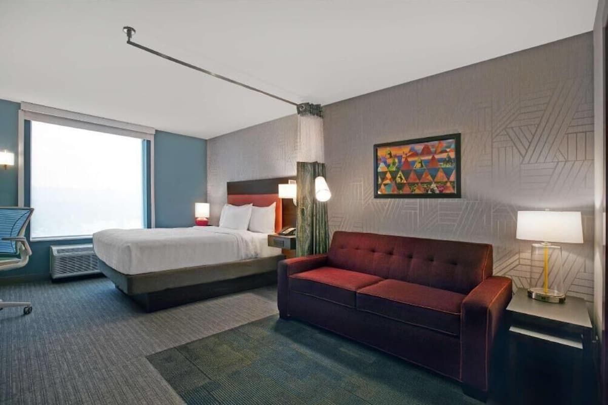 In-room safe, desk, laptop workspace, blackout curtains