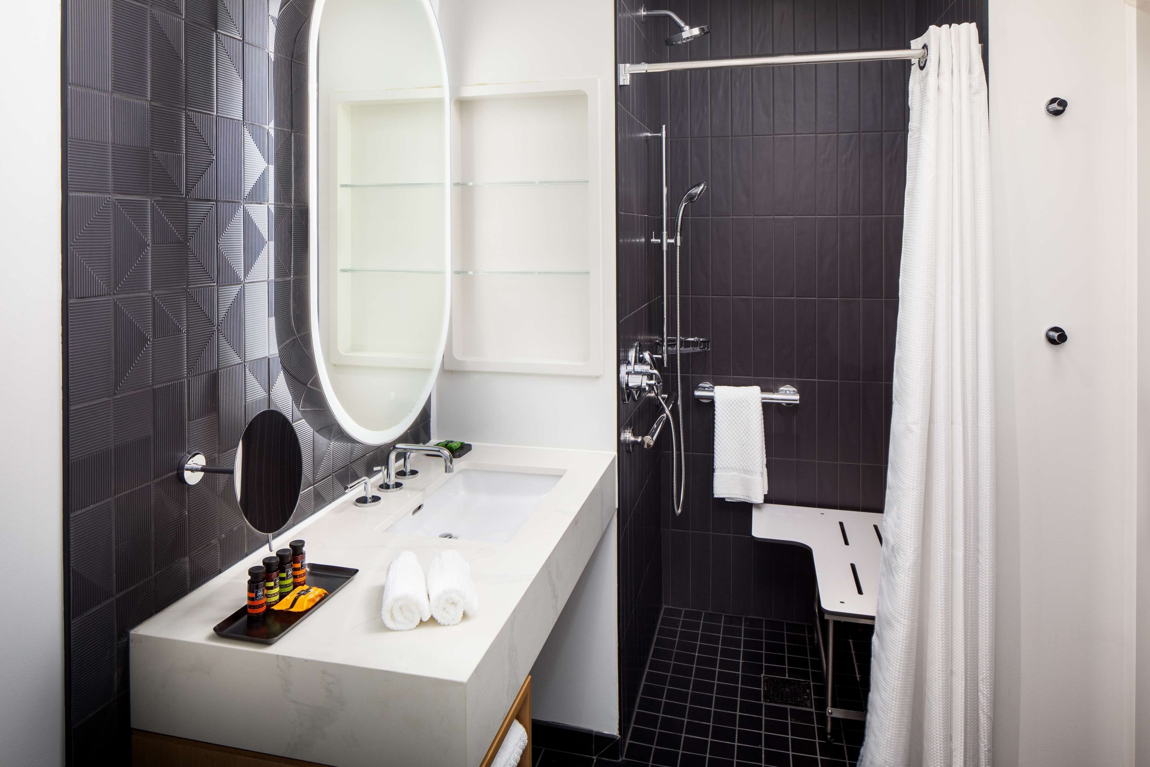 room, 1 king bed, accessible | bathroom shower