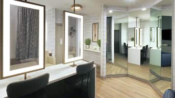 In-room safe, desk, laptop workspace, iron/ironing board