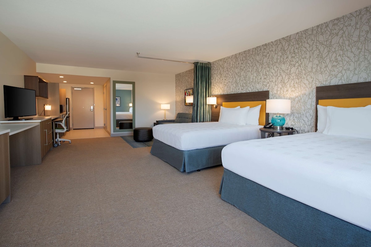 Suite, 2 Queen Beds, Accessible (Roll-In Shower) | In-room safe, desk, laptop workspace, soundproofing