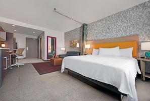 Desk, laptop workspace, free WiFi, bed sheets