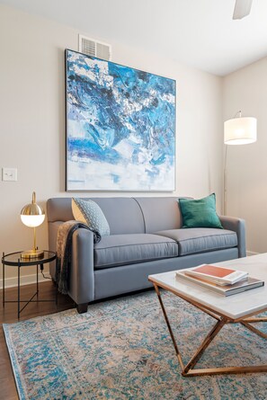 Family Apartment, 2 Bedrooms, Non Smoking, 2 Bathrooms (Self Check-in with Virtual Front Desk) | Living room | 49-inch Smart TV with digital channels, TV, Netflix - Kasa Highland Park Dallas (Dallas)