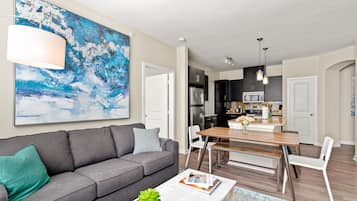 Signature Apartment, 2 Bedrooms, Non Smoking, 2 Bathrooms (Self Check-in with Virtual Front Desk) | Living room | 49-inch Smart TV with digital channels, TV, Netflix