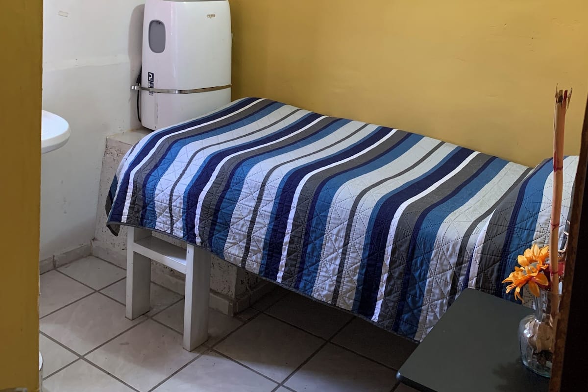 Hypo-allergenic bedding, individually decorated, laptop workspace