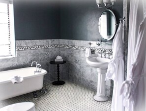 Luxury Room | Bathroom | Designer toiletries, hair dryer, towels - The Calvert Hotel (Lewistown)