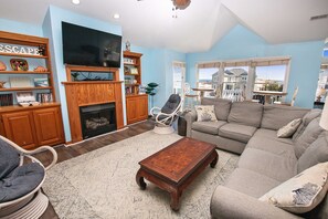 Living area - Semi-Oceanfront, Ocean Views, Private Pool, Rec Room, Hot Tub, OS5F, On Island Time (Corolla)