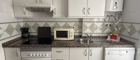 Fridge, microwave, oven, coffee/tea maker