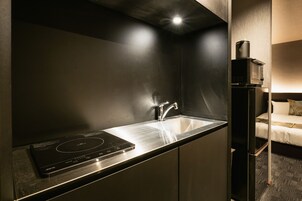 Fridge, microwave, electric kettle, freezer