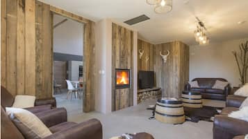 TV, fireplace