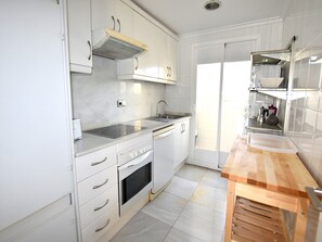 Fridge, microwave, oven, dishwasher