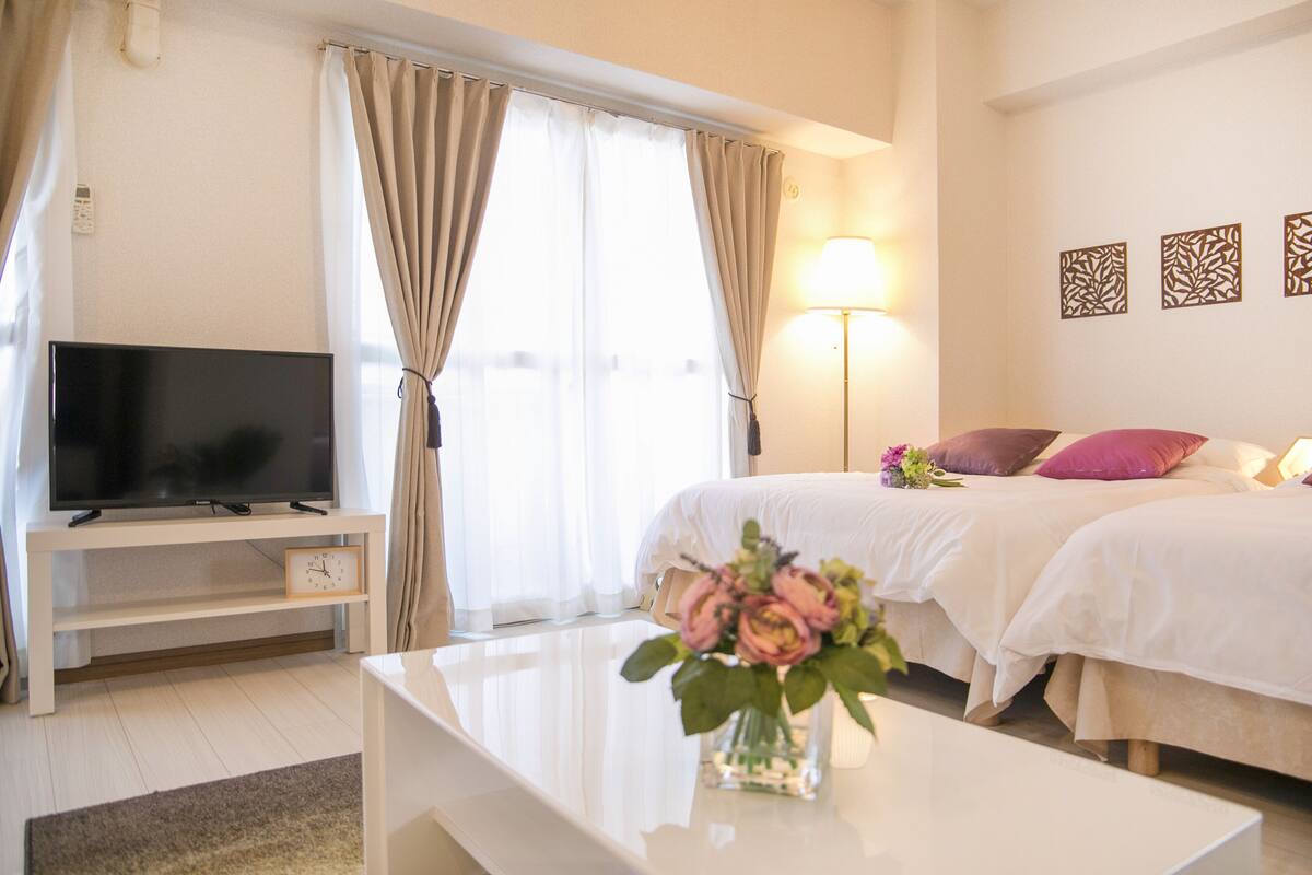 Laptop workspace, blackout curtains, free WiFi, individually decorated