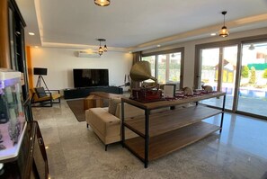 Villa, 4 Bedrooms | Living area | LCD TV - BO087 by Villa of Summer (Mugla)