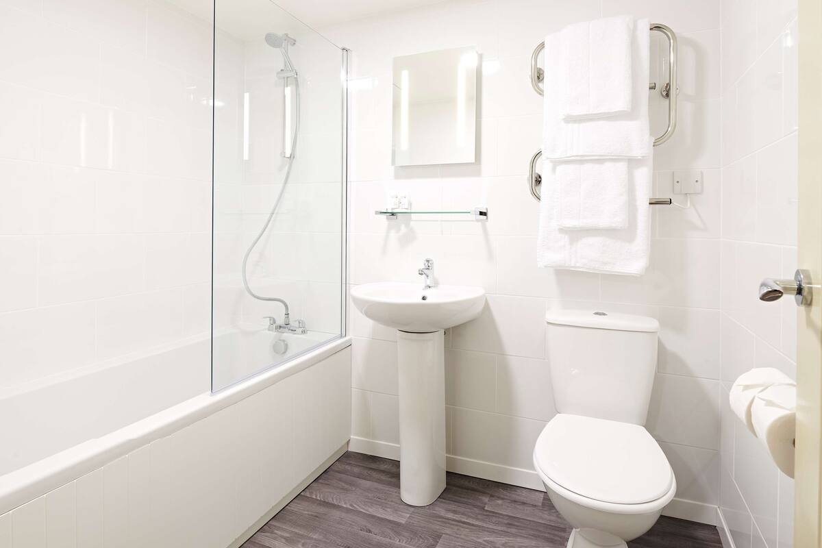 free toiletries, hair dryer, towels, soap