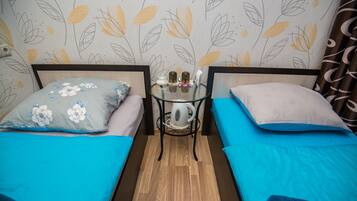 Blackout curtains, iron/ironing board, free WiFi, bed sheets