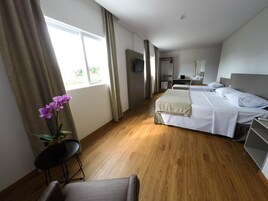 Minibar, escritorio, espacio para trabajar con laptop y wifi gratis 