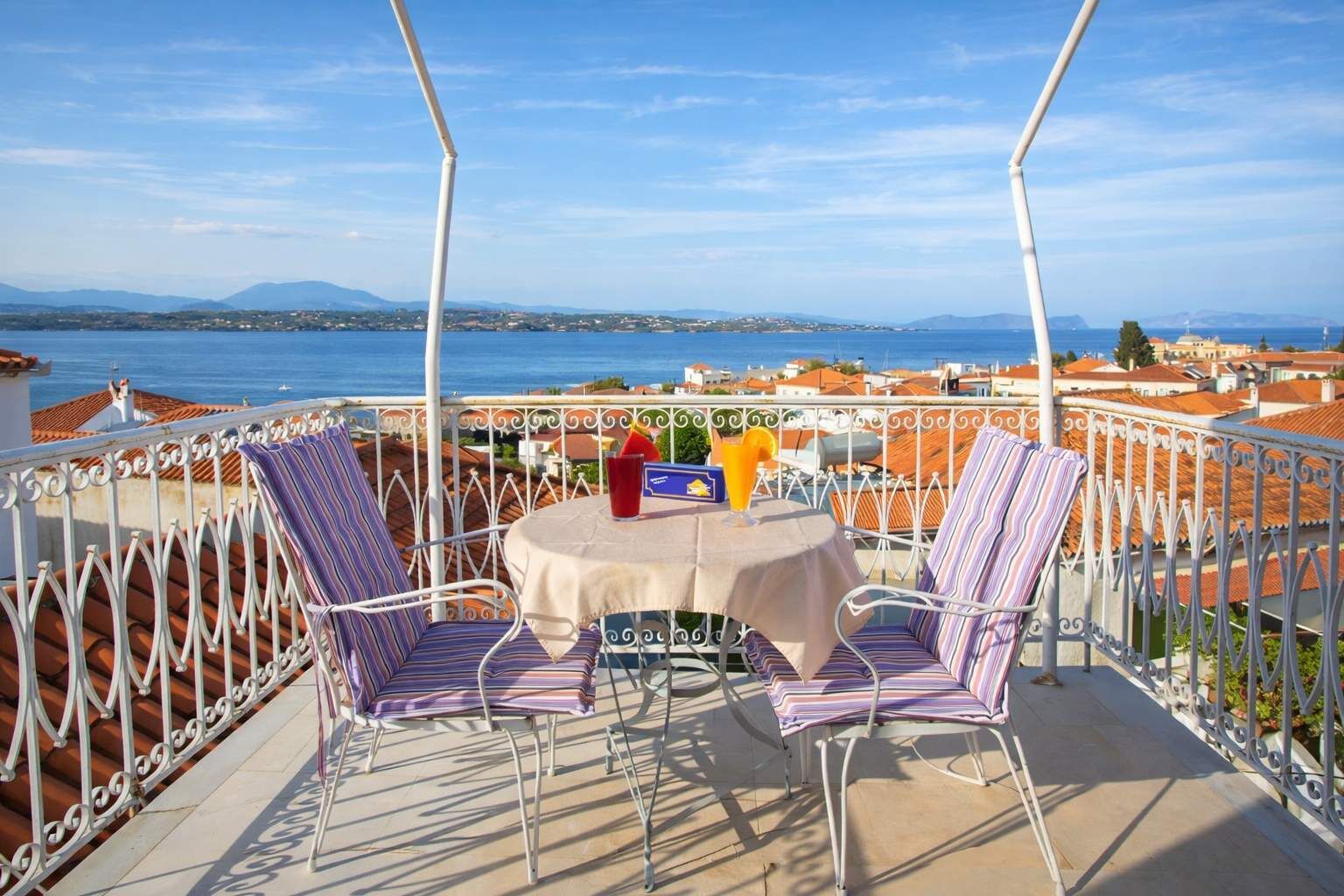 Private Balcony with Panoramic Views Over Spetses Town and the Sea