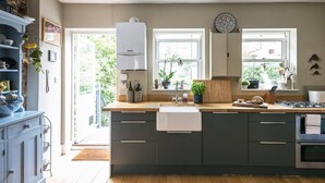 Kühlschrank, Ofen, Herdplatte, Geschirrspüler