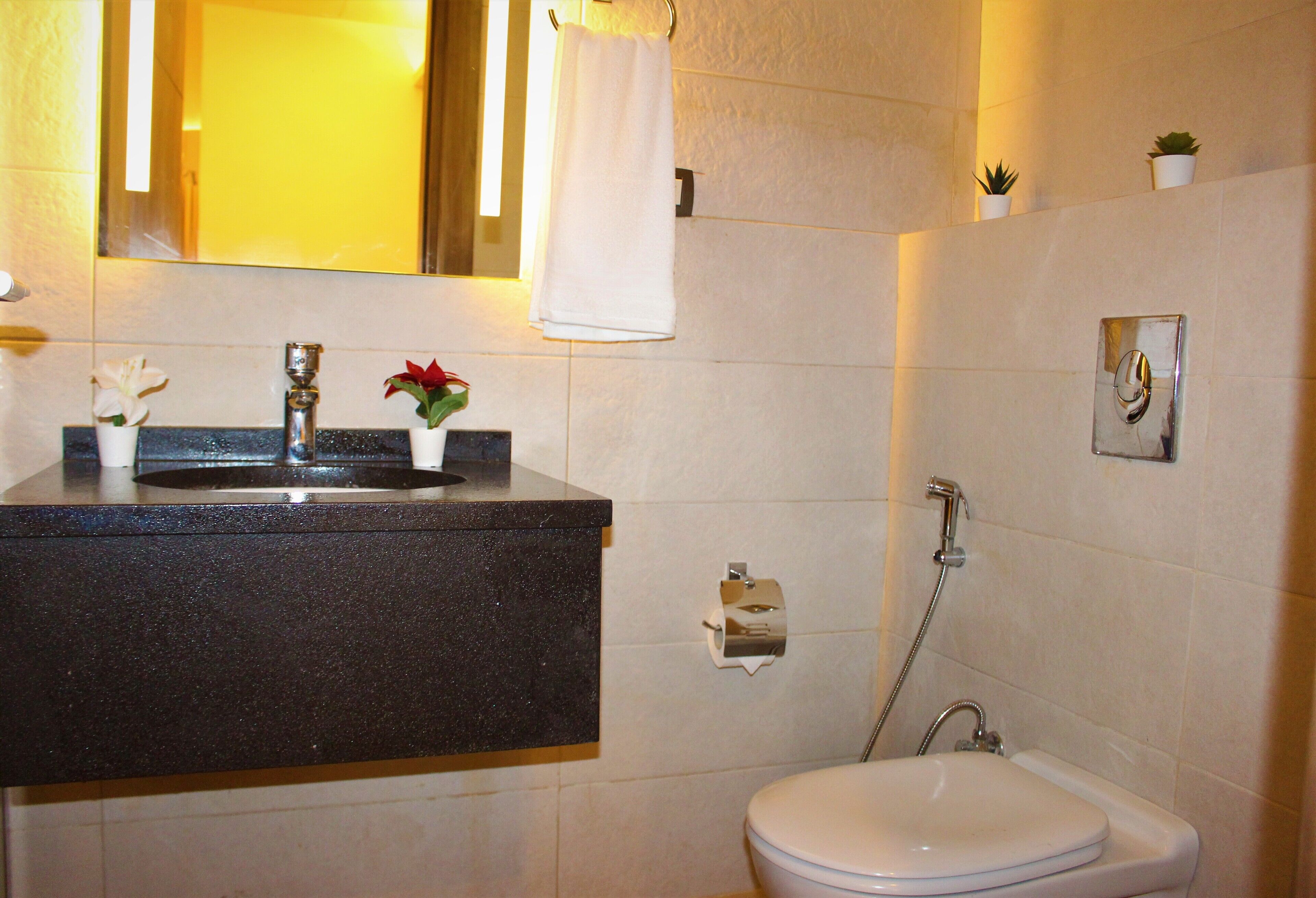 shower, free toiletries, towels, soap