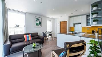 Premium Corner Apartment, 1 Bedroom, First Floor | Living area