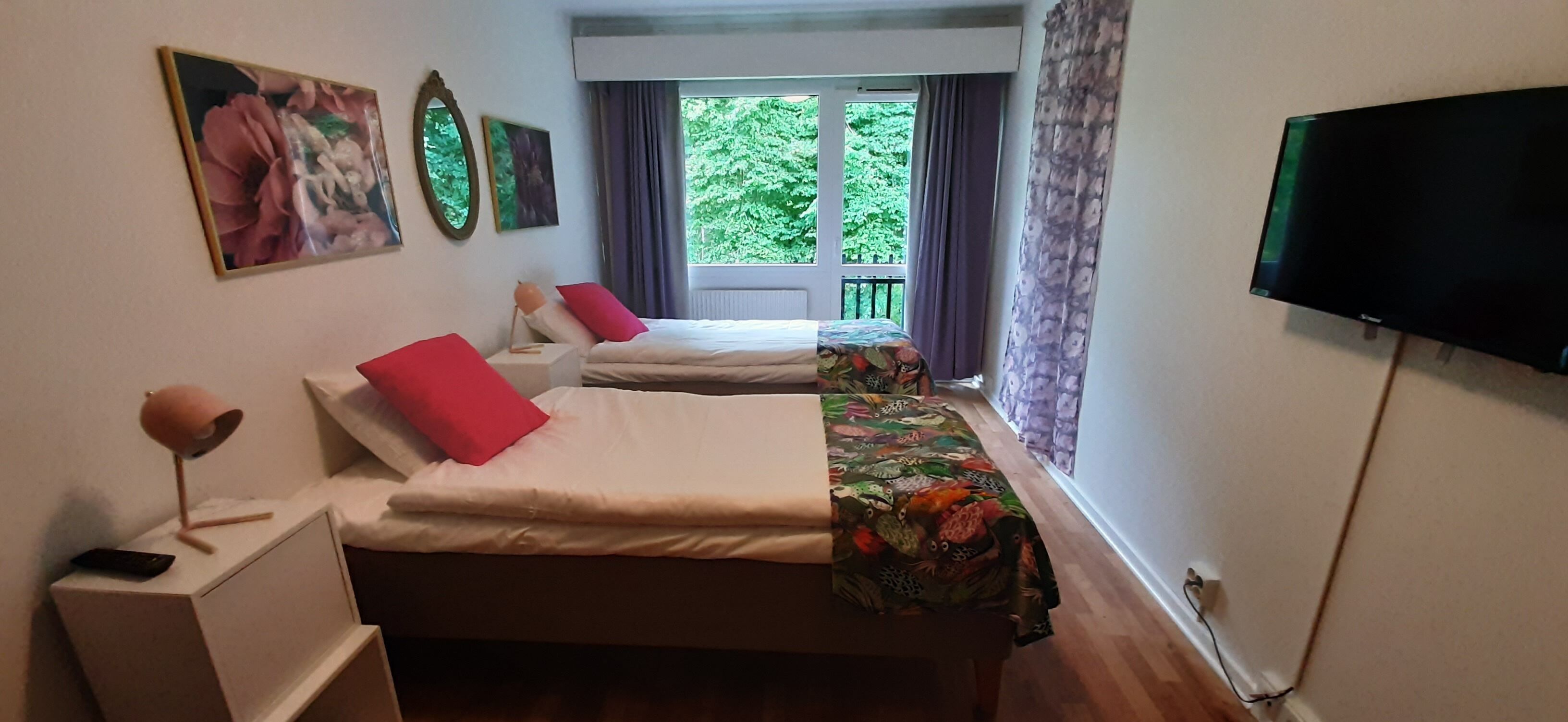 double or twin room (french balcony, forest view) | 1 bedroom, blackout curtains, soundproofing, iron/ironing board