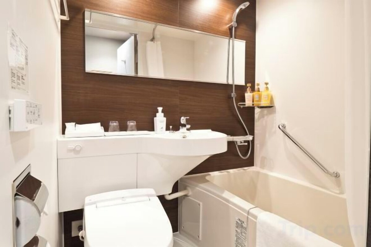 Free toiletries, hair dryer, slippers, electronic bidet