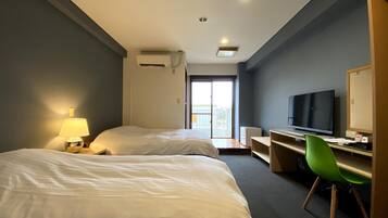 Desk, free WiFi, bed sheets