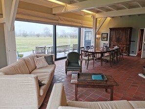 TV, fireplace, ping pong, books