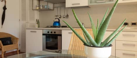 Réfrigérateur, un four, surface de cuisson, lave-vaisselle