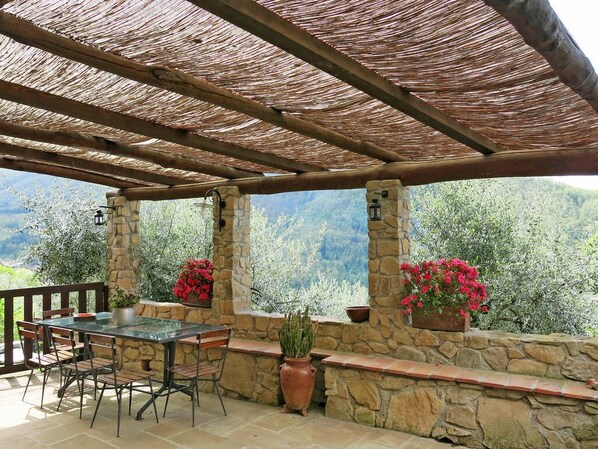 Outdoor dining - Rustic single house with exclusive swimming pool and large private garden (Benabbio ( Lucca ))