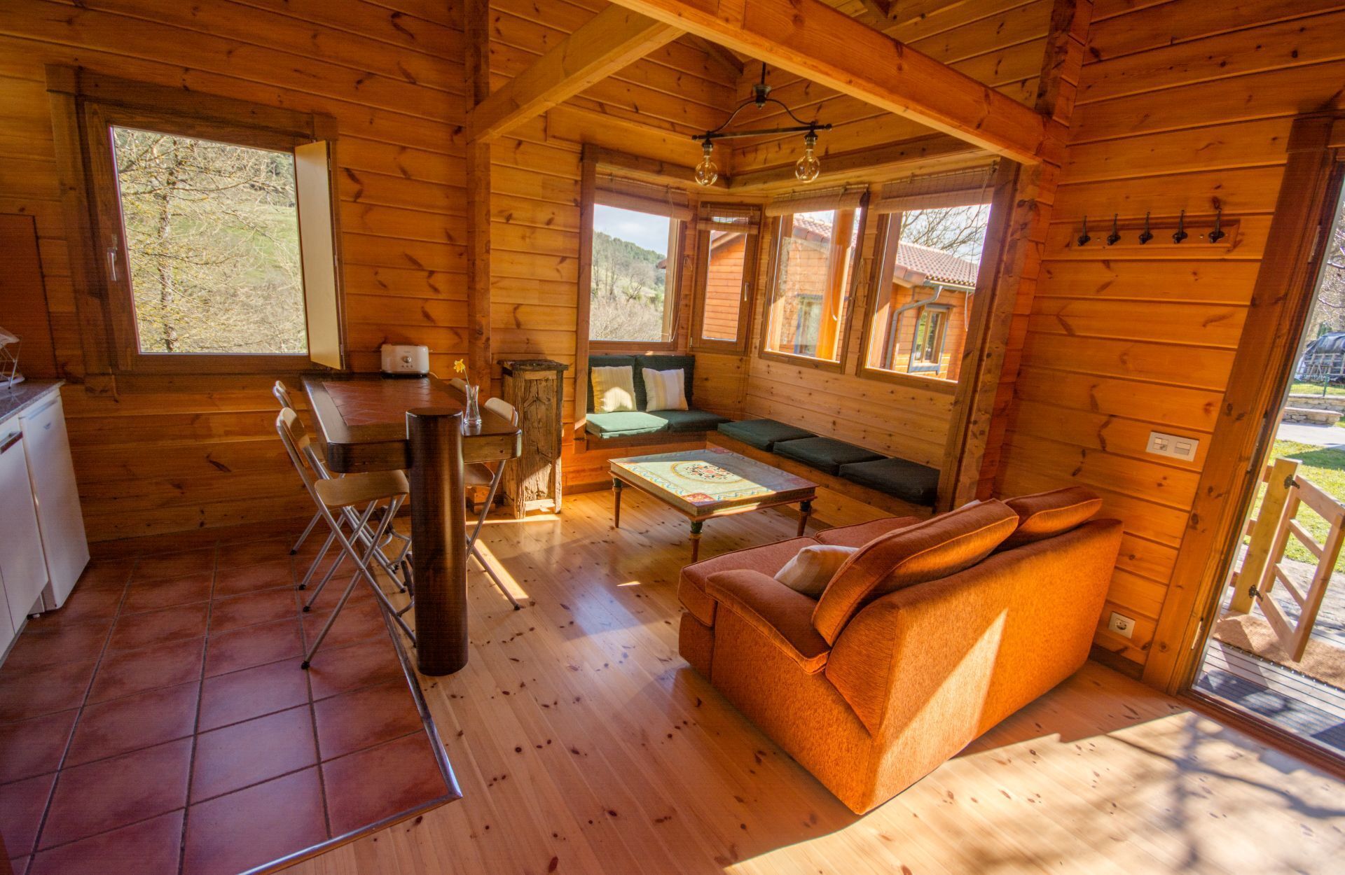 Una televisión, un reproductor de DVD, libros, una videoteca