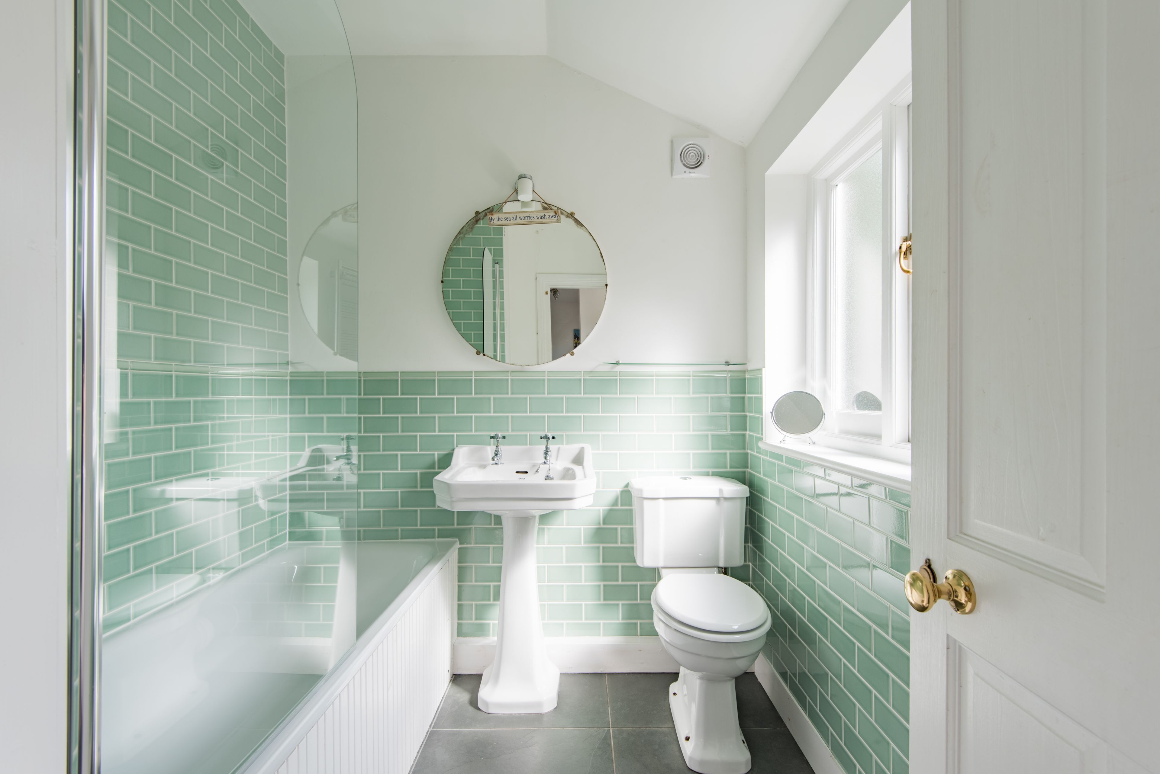 Combined shower/tub, hair dryer