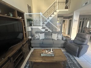 Smart TV, DVD player, books, streaming services