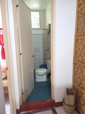 Regadera, toallas, jabón, shampoo 