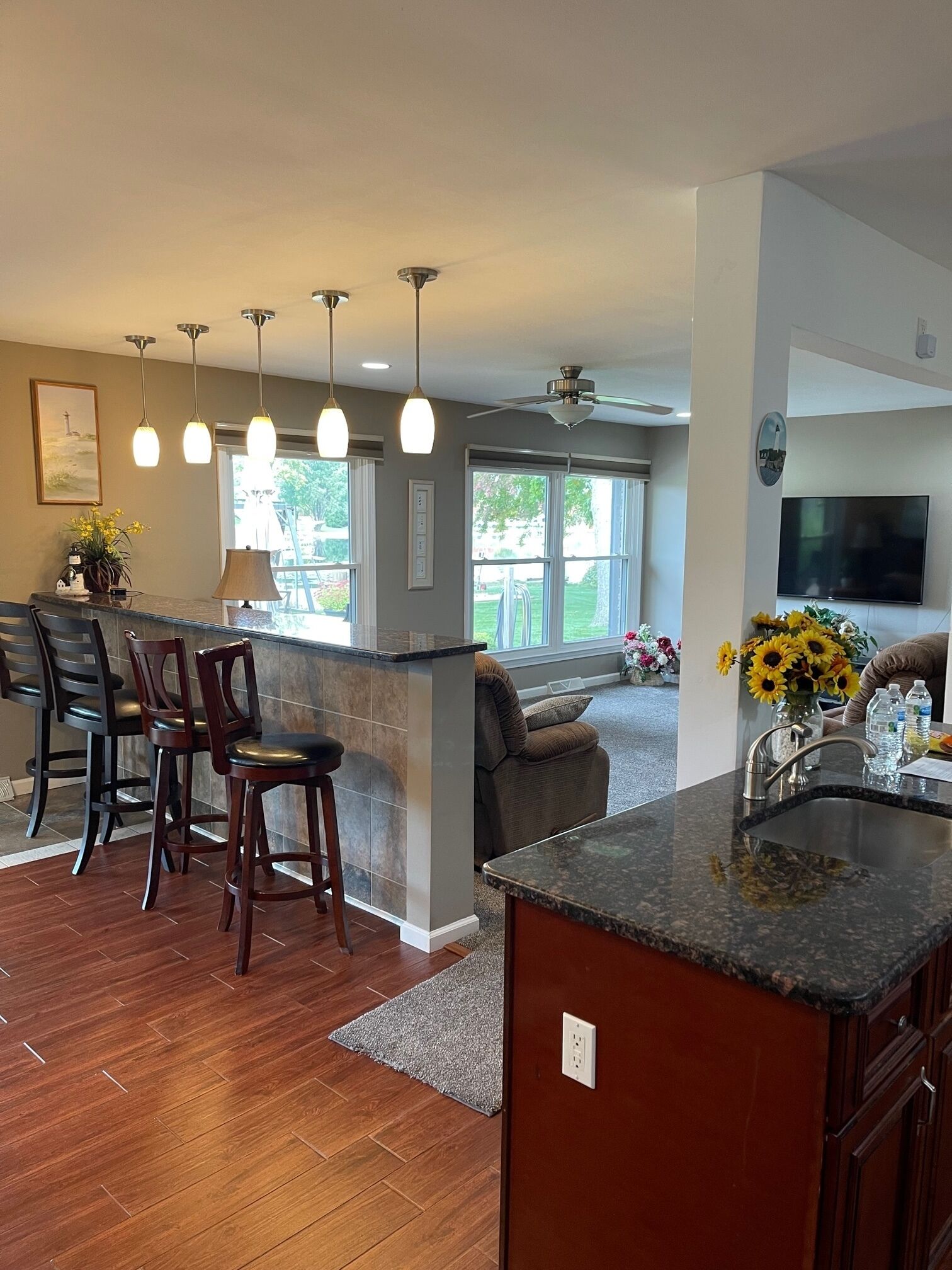 Kitchen/Dining area looking into family room.