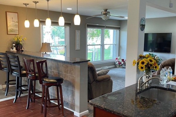 Kitchen/Dining area looking into family room.